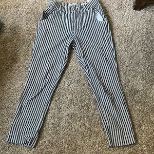 High Rise Cotton Striped Capris